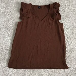 SHEIN Brown Ruffle Sleeve Blouse